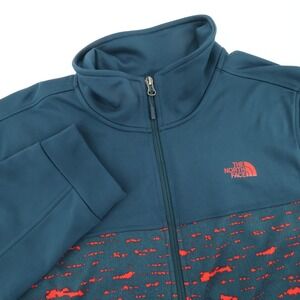 The North Face Novelty 100 Cinder Mens Large Full Zip Jacket Blue Red Abstract